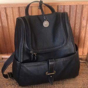 Levenger black leather backpack purse
